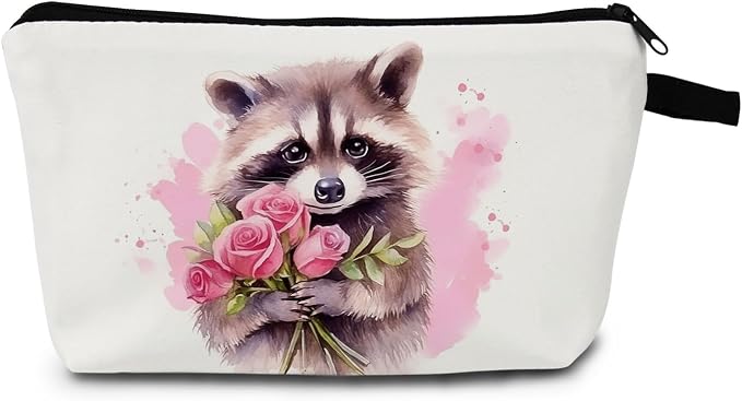 Raccoon Makeup Bag for Women Travel Cosmetic Organizer Bag Teacher Appreciation Gifts Small Zipper Toiletry Bag