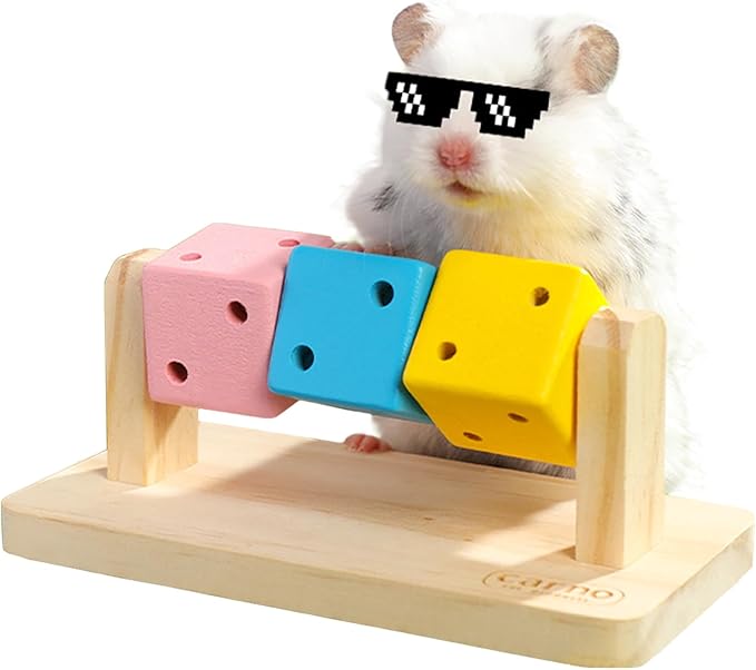 Hamster Enrichment Toys, Hamster Chew Toys, Wooden Small Animal Cage Accessories, for Syrian & Dwarf Hamsters, Gerbils, Rats