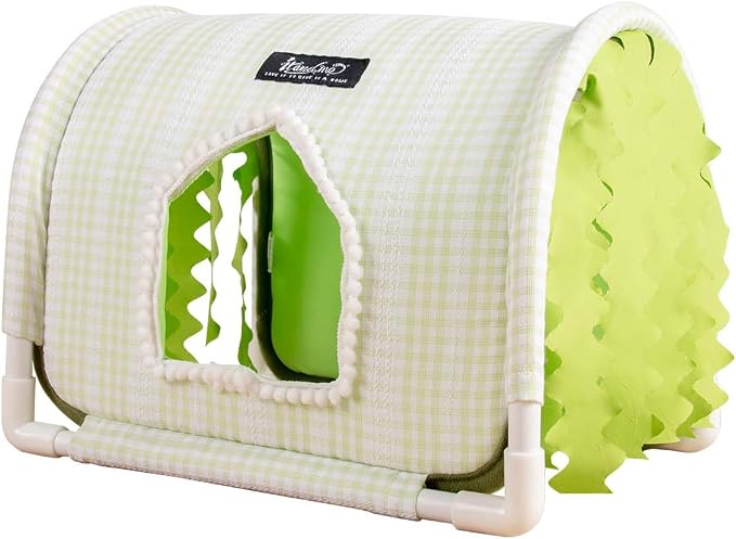 Guinea Pig Hideout No Bottom Guinea Pig Bed Easy to Clean Rabbit Hideout Bunny Beds - Small Animal Indoor Habitat for Chinchilla Ferret Hedgehog Flower-Branch Mouse (Green)