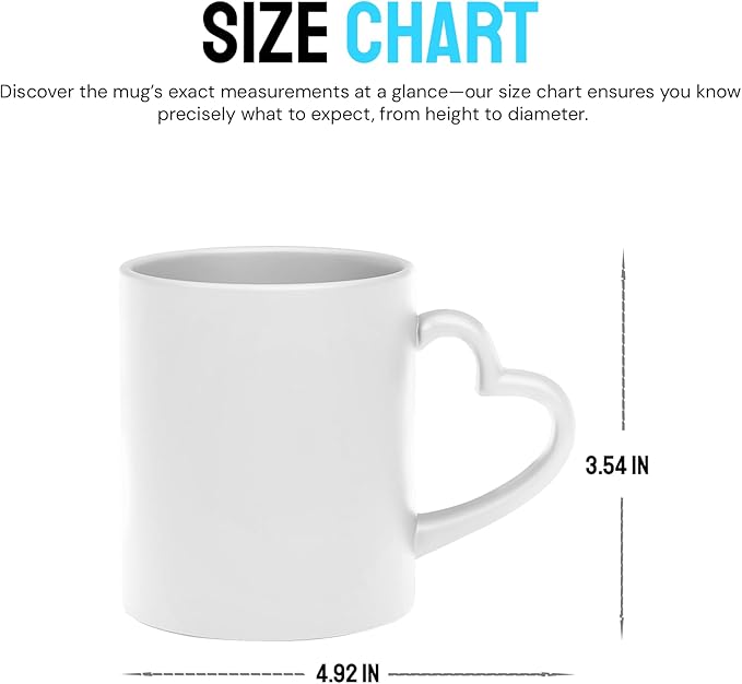 Personalized Heart Handle Coffee Mug – Custom Coffee Mug with Photo, Text or Logo | Taza Personalizada | Unique Personalized Gifts for Mom, Boyfriend, Girlfriend, Best Friend, Christmas | White - 11oz