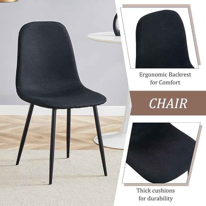 Round Dining Table Set for 4, Round Kitchen Dining Table and Chairs Set for 4,42" Modern Dining Room Table Set for 4 with Upholstered Chairs for Small Space Kitchen Office Cafe Apartment