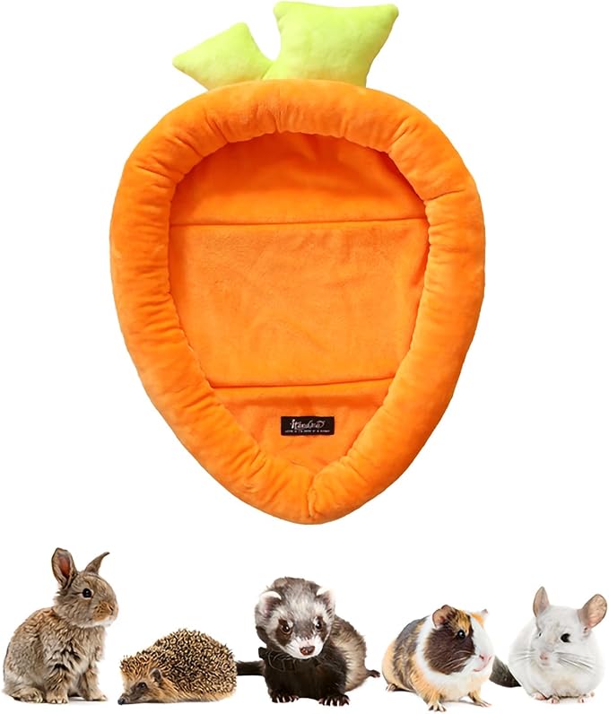 Bunny Bed Rabbit Bed Carrot Shape Bunny Beds Soft Comfortable Rabbits Beds Machine Washable Indoor Guinea Pig Bed Cute Small Animal Bed for Guinea Pig Chinchilla Ferret Squirrel Hedgehog (Large)