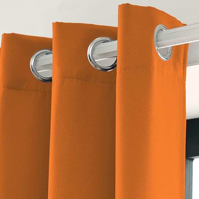 LA PALMA Thermal Insulated Blackout Darkening Grommet Living Room Curtains Window Drapes for Bedroom Pack of 2 Panels
