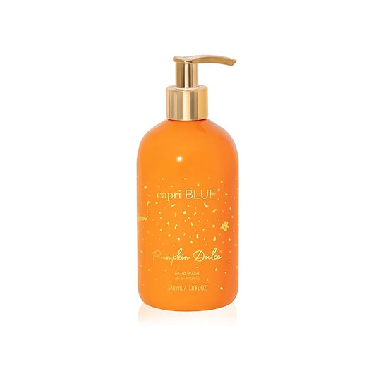 Capri Blue Large Moisturizing Hand Wash Soap - Liquid Hand Soap with Pump Bottle - Gentle & Hydrating Skin Care - Notes of White Pumpkin, Sweet Gingersnap, Nutmeg & Vanilla (Pumpkin Dulce, 11.8 fl oz)
