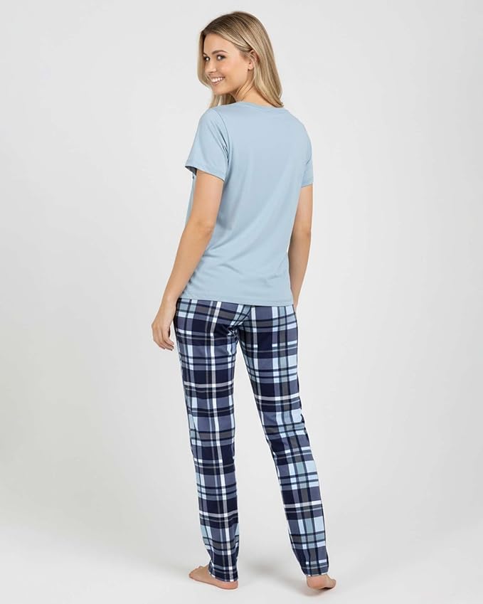Real Essentials 2 Pack: Women's Comfy Pajama Sets - Short & Long Sleeve Ladies Loungewear Sleepwear PJs (Available In Plus)