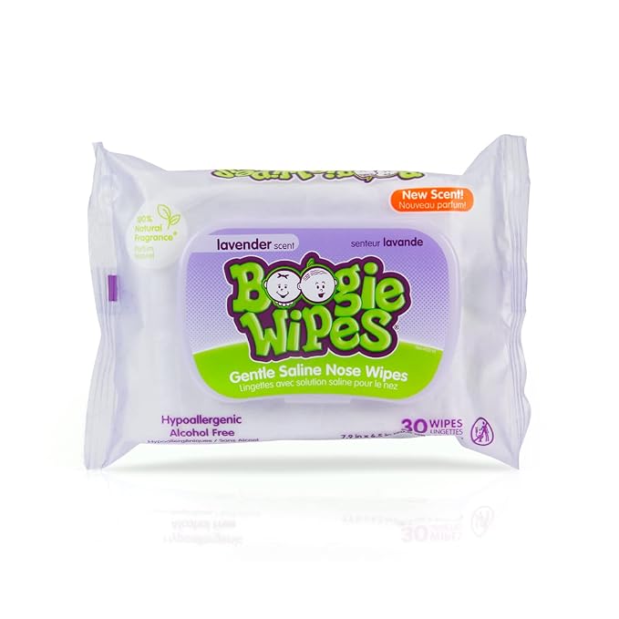 Baby Wipes by Boogie Wipes, Wet Wipes for Face, Hand, Body & Nose, Made with Vitamin E, Aloe, Chamomile and Natural Saline, Natural Lavender Scent, 30 Count, Pack of 6