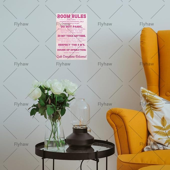 Pink Stuff Signs Ten Girl Room Rules Signs Girl Decor Tin Signs Cute Metal Tin Sign Badroom Tin Poster Pink Decor 12X8 Inch