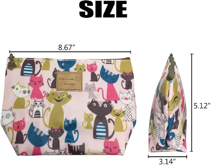 Hunger Pink Cats Print Make-Up Cosmetic Bag Carry Case, 14 Patterns (P11417012)