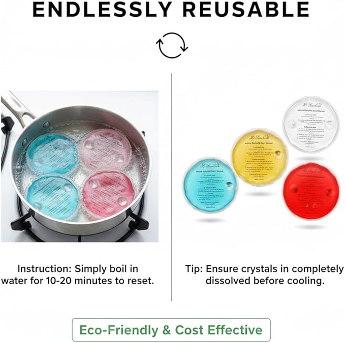 Instant Reusable Hand Warmers - 4 Pack Click Heat for Cold Hands & Pain Relief - Eco-Friendly Portable Heat Packs for Outdoor Activities, Camping, Skiing - Hot & Cold Therapy