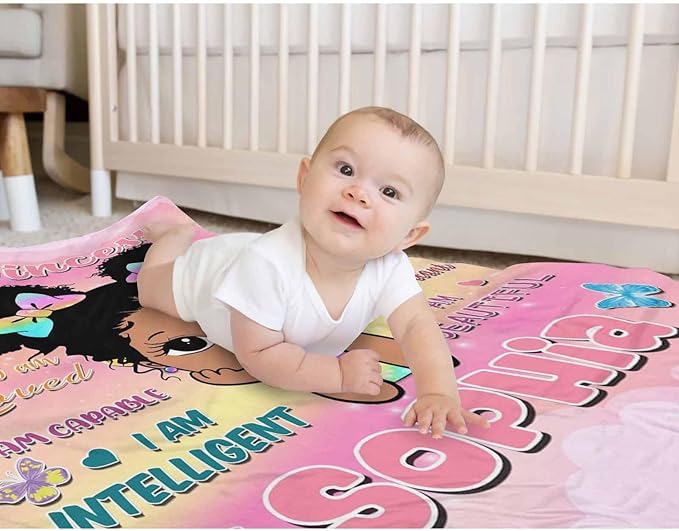 Personalized Blanket for Kids Adults Personalized Name Blanket Custom American African Blanket with Name Personalized Gifts for Christmas Birthday Mothers Fathers Day