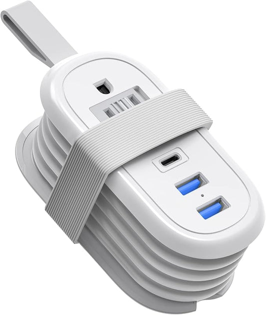 BEVA Cruise Power Strip, Cruise Approved Outlet with USB Ports, Non Surge Protector, 4FT Short Extension Cord 2 Outlets 3 USB Ports(1 USB C), Travel Essentials Outlet Adapter(3.4A Charge White)