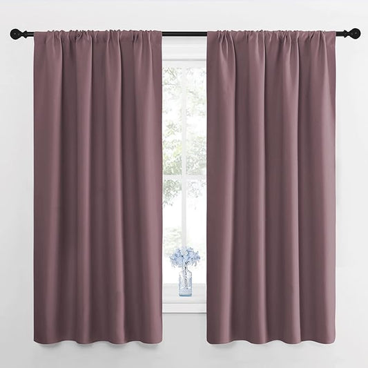 NICETOWN RV Blackout Curtains for Camper Windows, Dry Rose, 29" Wide by 50" Long, 2 PCs, Short Blackout Curtains & Drapes, Thermal Insulated Blackout Curtain Panels for Kids Room, Play Room