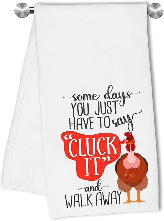 Chicken Kitchen Towels Dish Towel Tea Towel Funny 'Cluck It' Absorbent Hand Towels for Bathroom Kitchen Home Decor,Chicken Gifts Ideal Housewarming Gift for Women,Men,Hostesses,Friends,Chefs