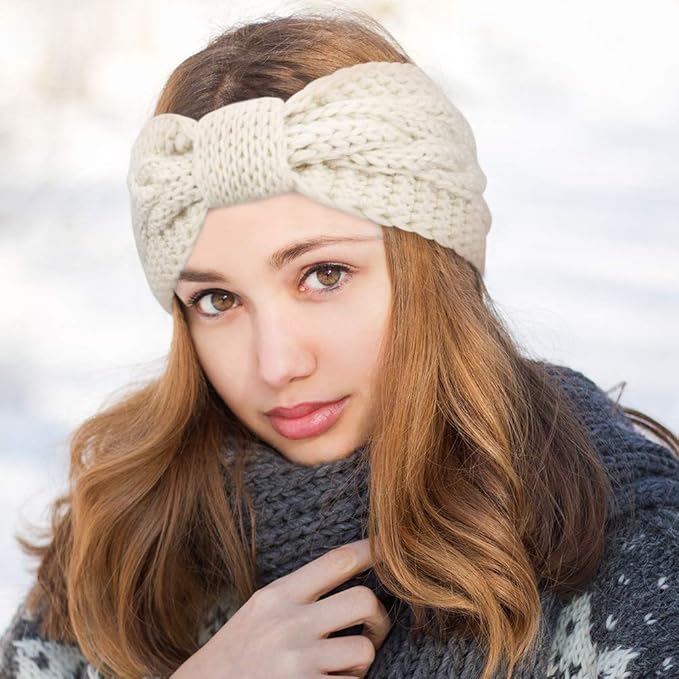DRESHOW Winter Knit Chunky Headbands for Women Crochet Turban Knitted Ear Warmer Fashion Head Wrap 6 Pack