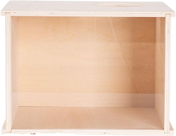 DIY Wooden Hamster Digging Box Enclosure with Transparent Observation Window, Easy Cleaning Multipurpose Stable Structure with Lid for Small Animals- Size M