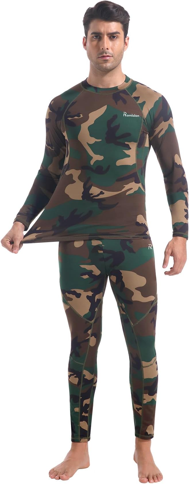 romision 2 Pack Thermal Underwear for Men Long Johns Fleece Lined Hunting Gear Bottom Top Set Base Layer Cold Weather XS-4XL
