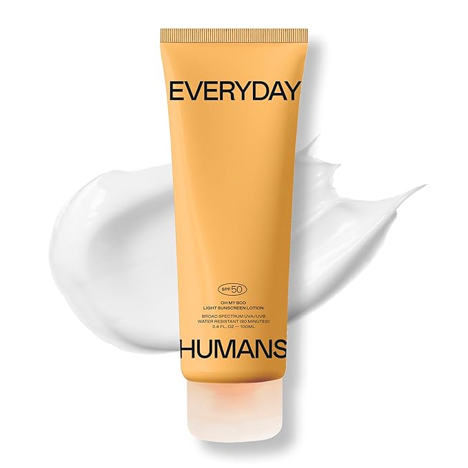 Everyday Humans Oh My Bod SPF50 Sunscreen Body Lotion 3.4 oz | Travel Ultra Light & Invisible SPF | Sweat & Water Resistant | Doesn't Sting Eyes | UVA/UVB Broad Spectrum Protection | Oxybenzone Free