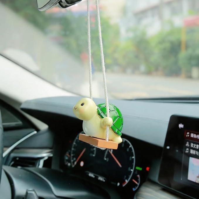 YGMONER Swinging Tortoise Car Hanging Ornament – Funny Rear View Mirror Hanging Accessories, Ideal Gift for Animal Lovers (Tortoise)