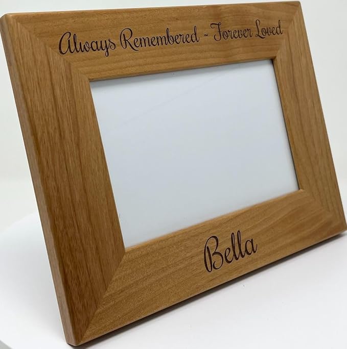 Personalized Add Your Custom Text Hanging/Tabletop Wall Natural Alder Wood Picture Photo Frame Customizable (5x7-inch Horizontal)
