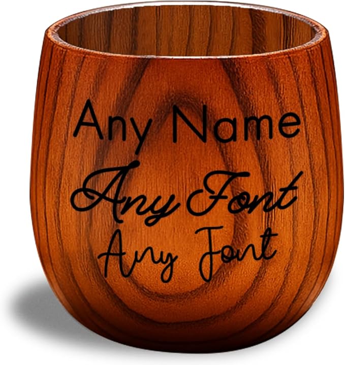 Personalized Wooden Whiskey Glass – Custom Bourbon Tumbler Old Fashioned Cups – Charred Bourbon Cup for Men, Dad, Husband, Brother, Boss – Groomsmen, Birthday, Retirement Gift (Custom Text)