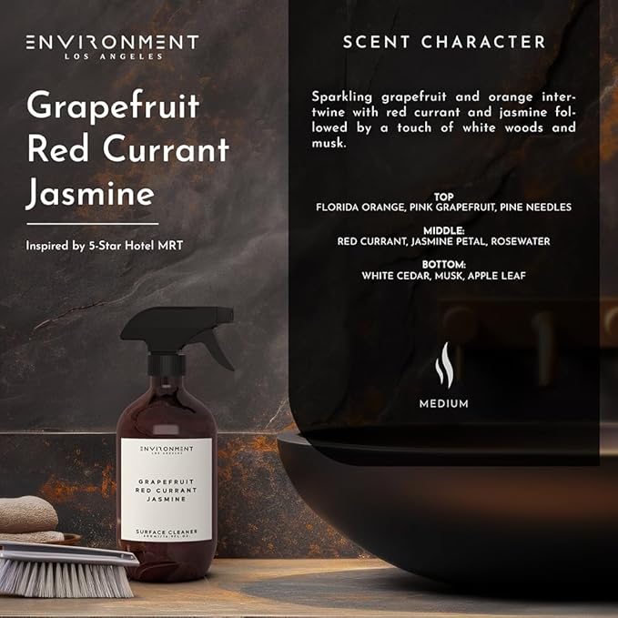 ENVIRONMENT Inspired by 5-Star Resort MRT Surface Cleaner, 16oz Luxury Surface Cleaner (Grapefruit | Red Currant | Jasmine) Home Essentials, Scented Cleaning Products, Vegan & Cruelty-Free