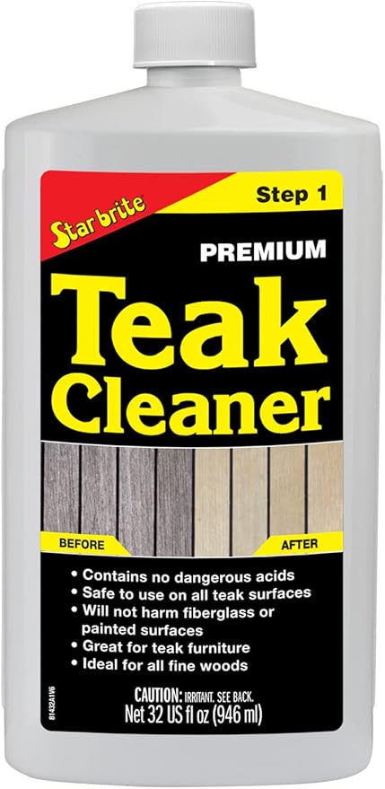STAR BRITE Premium Teak Cleaner - Restore, Renew & Refresh Old Weathered Gray Teak Furniture & Other Fine Woods - Step 1 - 32 OZ (081432)