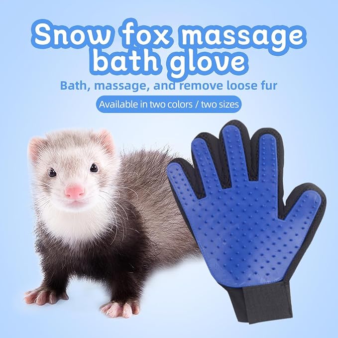 MANON ROSA Ferret Grooming Glove Brush 1 Pair - High-Efficiency Gentle Shedding, Reusable Pet Hair Remover Mittens for Bath Massage (Pink)