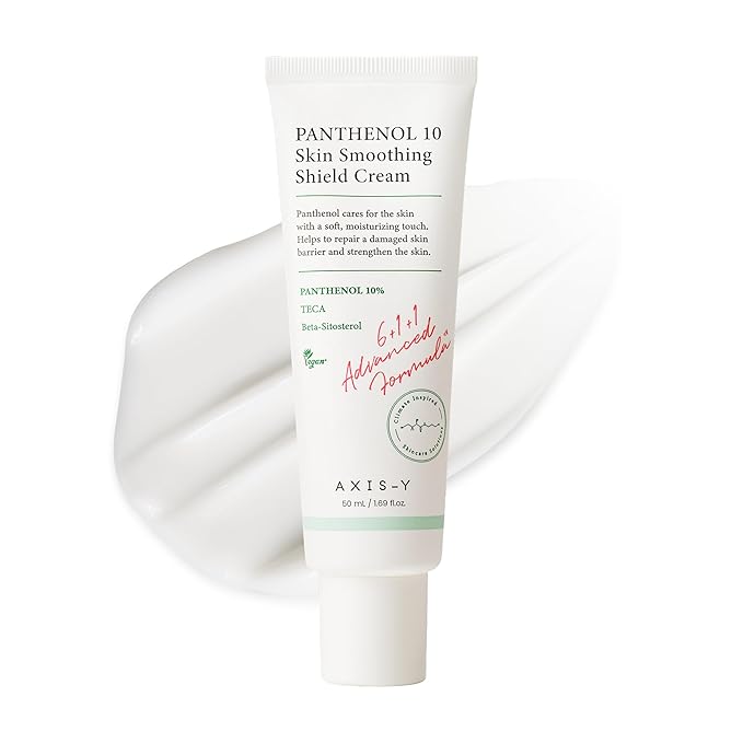 AXIS-Y Panthenol 10 Skin Smoothing Shield Cream - Daily Facial Moisturizer Barrier Cream for Long Lasting Hydration & Soothing - Vegan Korean Skin Care Face Lotion - 1.69 fl. oz.