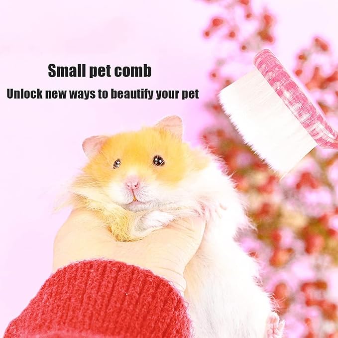 2PC Nail Cleaner Brush Pet Hair Comb Hamster Hair Grooming Cleaning Brushes Pet Animal Bathing Brushes for Guinea Pig Chinchilla Ferret Cleaning Tool (Pink)