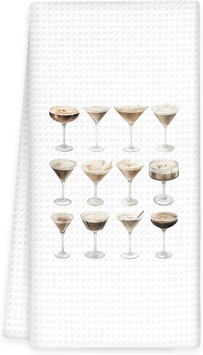 Espresso Martini Decor Kitchen Towels, Espresso Martini Gifts Hand Towels, EspressoMartini Dish Towel Tea Towel for Kitchen Home Bar Decorative, EspressoMartini Bar Cart Decor, 16x24In