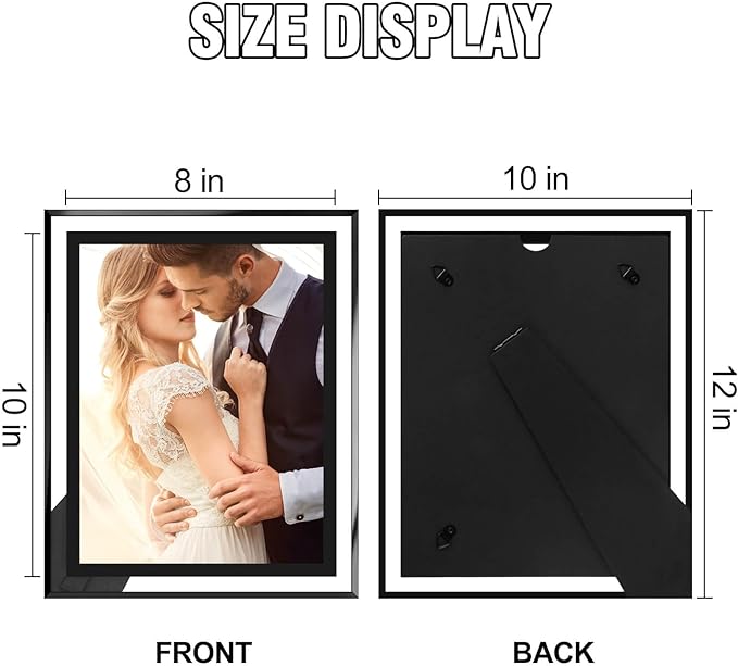 8x10 Picture Frames Black - Set of 2, HD Real Glass 8 by 10 Photo Frame for Tabletop Display, Wedding Birthday Christmas Day Gifts (8 x 10, Black)