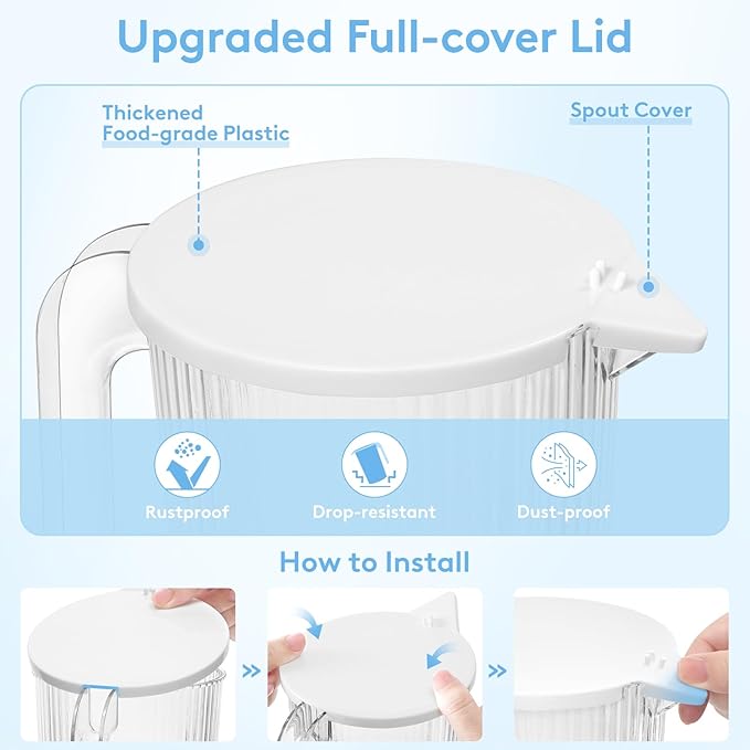 Lifewit Plastic Laundry Detergent Dispenser with Handle, 51oz Detergent containers with Fully Covered Dustproof Lid, 8 Lables, Softener, Beads Container for Laundry Room Organization, Clear, 3 Pack