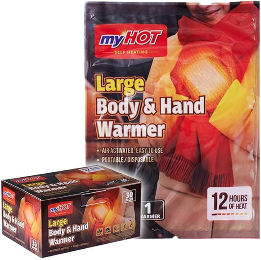 Long Lasting Hand Warmers & Body Heat Packs - Large Size (30 Count Bulk) - Up to 15 Hour Disposable Air-Activated Warmers for Cold Weather, Camping & Skiing - Made in Korea,