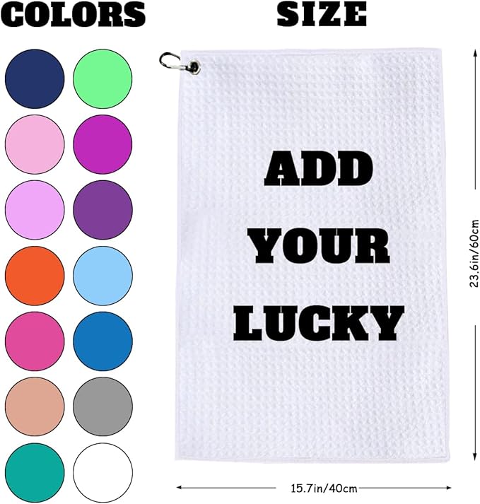 Customized Golf Towels,Personalized Custom 16"x24" Towel Waffle Pattern Carabiner Clip,Photo/Picture/Text/Name/Logo Printed & 2 Sides Customizable,Durable Quality Absorbent Quick Dry,Bulk 1,50 Pcs