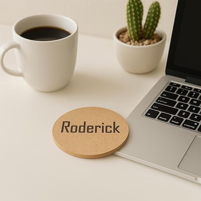 Set of 5 Personalized Custom Monogram Cork Coasters, Custom Wedding, Housewarming Gifts, Promotional Giveaways (Design #2)