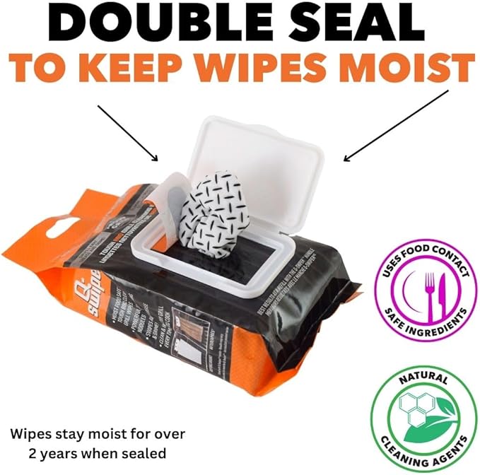 Proud Grill Q-Swiper Grill Cleaning Wipes - Bristle & Wire Free BBQ Cleaner, Heavy Duty Degreaser Wipes, Grease & Grime Remover for Outdoor Barbecue Grills, Disposable - 40 Count, Pack of 1
