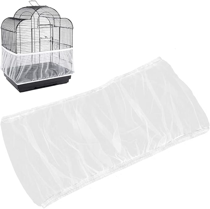 Universal Bird Cage Seed Catcher,Seed Catcher Guard Net Cover,Parrot Nylon Mesh Net Cover,Soft Airy Cage Net Stretchy Skirt for Round Square Cages