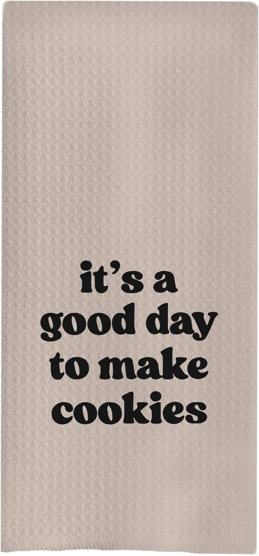 Baking Towels, Tea Towels for Baking, Gifts for Bakers, Cookie Lovers, Cooks, 16x24 (11) Beige Microfiber Kitchen Cloths