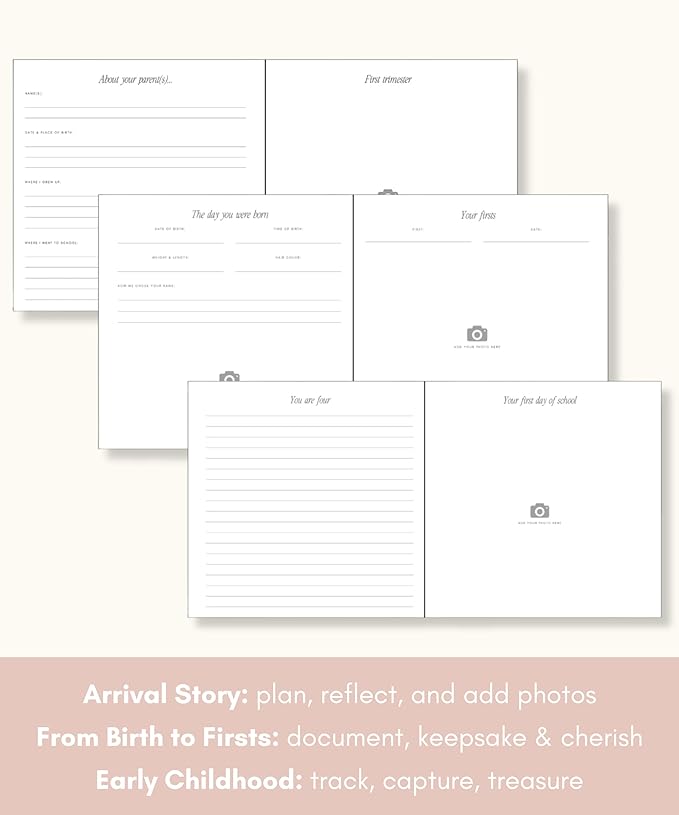 Lamare Baby First Year Book – Baby Memory Book for Girls & Boys - Baby Milestone Book from Pregnancy to Childhood – Cute Baby Book Keepsake Gift