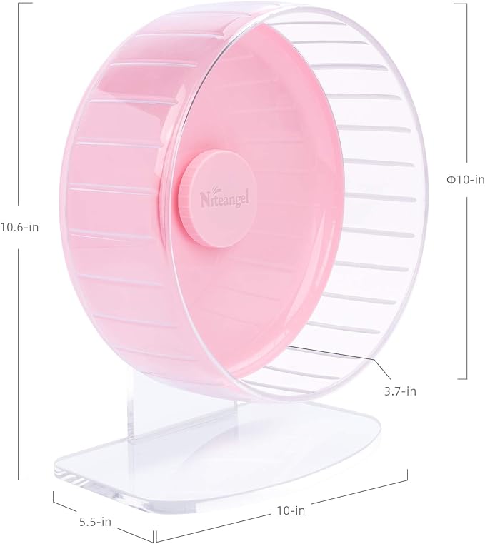 Niteangel Super-Silent Hamster Exercise Wheels: Quiet 10 inch Running Wheel | Can 10.6-13.4" Adjustable Height - No Bend Back Spinner Running for Dwarf Syrian Hamster Gerbils Mice Or Other Small Animal