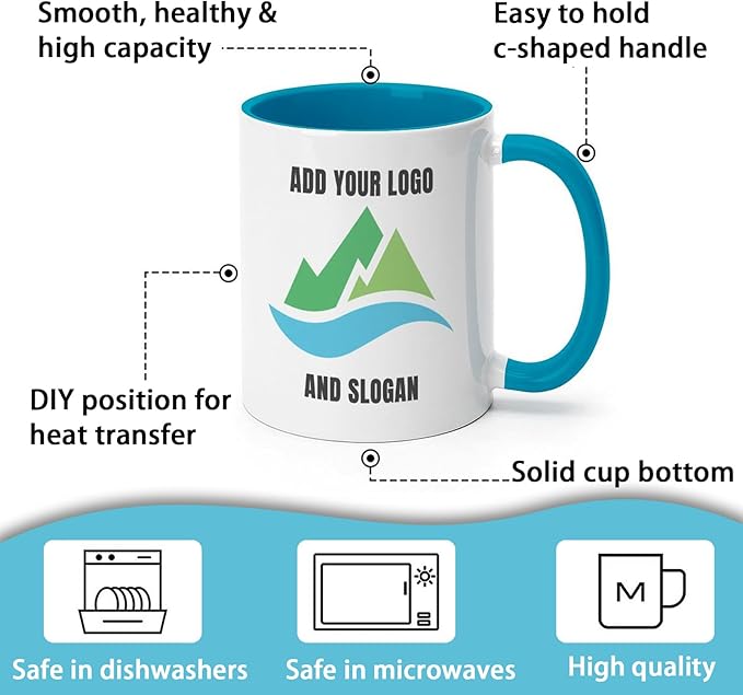 Custom Mug - Personalized Coffee Mug with Image, Logo, or Text | Custom Photo Cup | Customized 11 Oz Ceramic Tea Cup Taza Personalizadas Custom Gifts for Men & Women