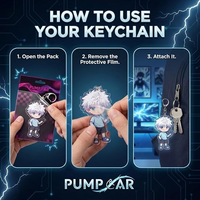 PumpCar Acrylic Keychain Double-Sided Charm Key Ring with Metal Clip Backpack Charm Bag and Car Key Accessory Collectible