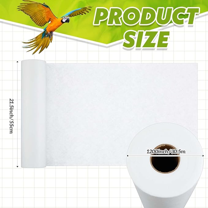 Drydiet Cage Liner for Birds, 100 ft x 11 Inch, Parakeet Cage Liners | Disposable, Precut Absorbent Bird Paper Accessories, for Pet Animal, Parrot, Parakeet, Conure, Superior Absorbent Liner
