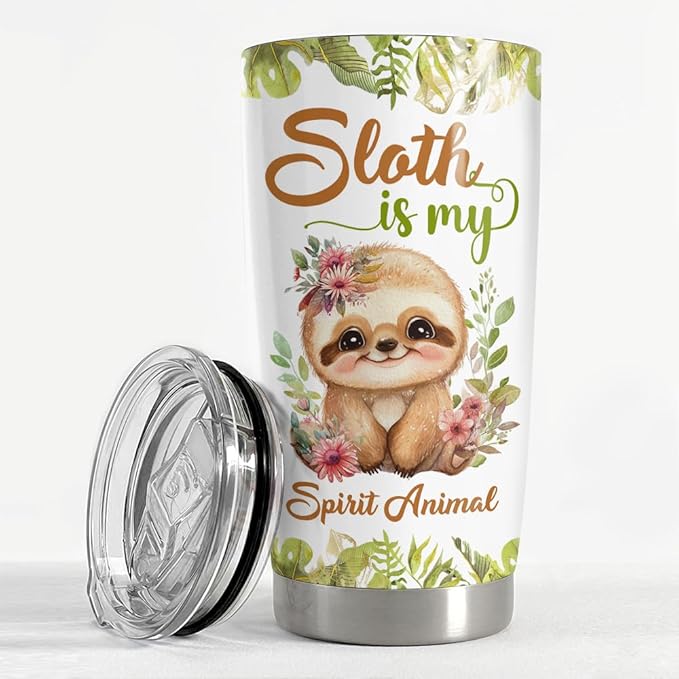 SANDJEST Sloth Tumbler 20oz Sloths Gifts for Women Girl Teen Gift for Birthday Christmas Stainless Steel Insulated Tumblers Coffee Travel Mug Cup