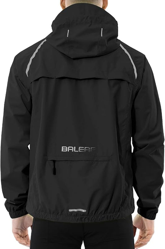 baleaf Men's Rain Jacket Waterproof Windbreaker Raincoat Running Cycling Hiking Gear Hood Lightweight Reflective Packable