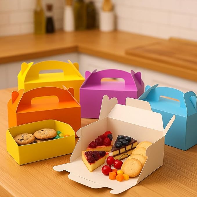 xiepipipaper 12Pack Large Party Favor Boxes,Blue Treat Boxes, (9.45 * 5 * 5"),Large Goodie Boxes, Gable Gift Boxes with Handles,Candy Boxes for Kids Birthday Baby Shower Wedding Halloween Christmas.