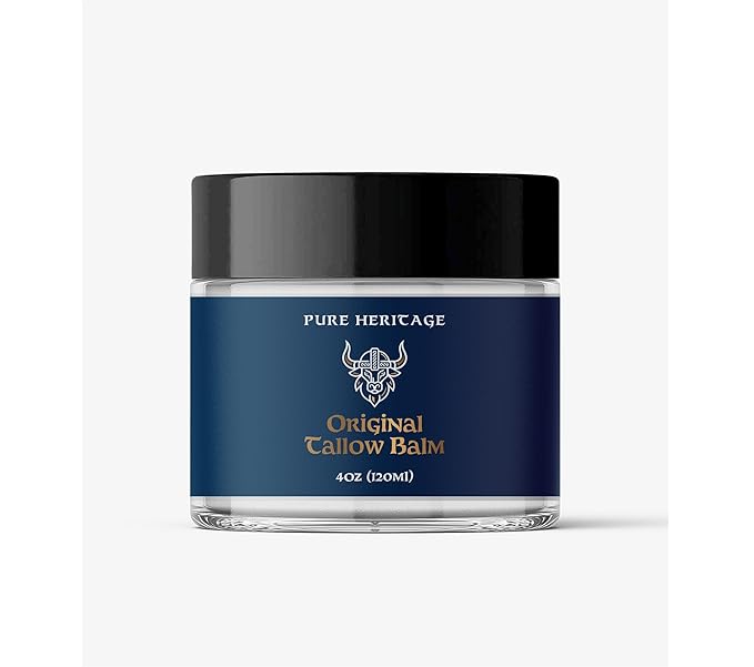 Pure Heritage Handmade Tallow Balm – Grass-Fed & Finished Moisturizer & Healing Cream with Frankincense & Cedarwood | Natural Care for Sensitive Skin, Eczema, Rosacea, Babies, Men & Women (4oz)