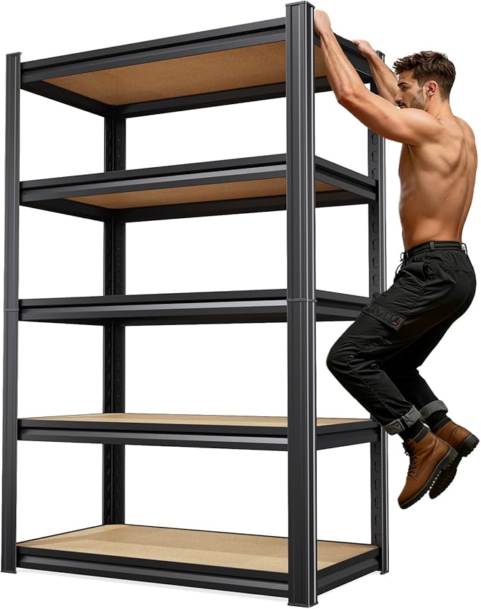 71.1''H Storage Shelves, Easy to install Garage Shelving,Adjustable Heavy Duty Shelving Unit,5t Tall Garage Shelves，Metal Standing Shelf Units,Utility Rack For Kitchen Warehouse Industrial Basement