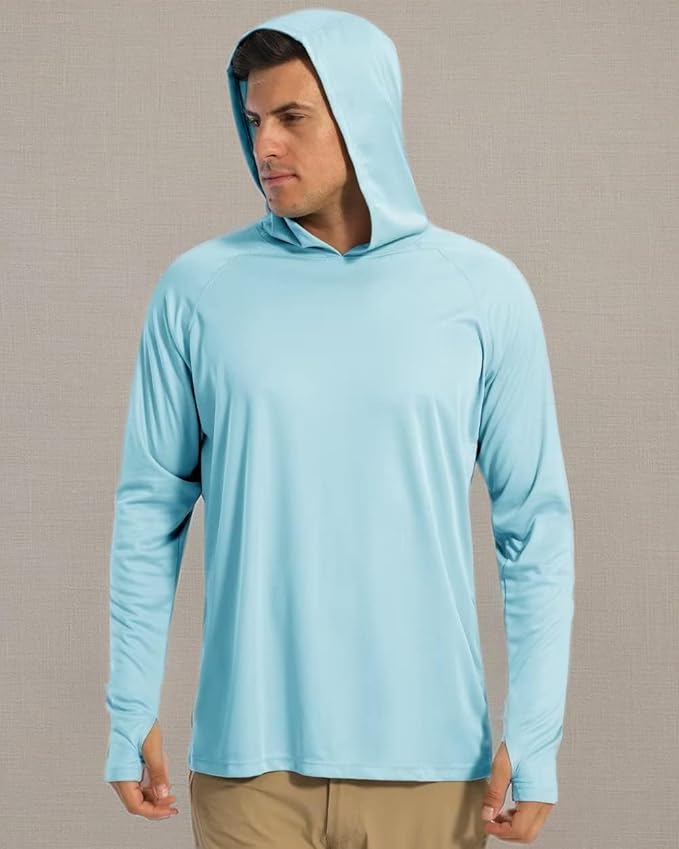 Boladeci Men's UPF 50+ Sun Protection Lightweight Hoodie Shirts Long Sleeve Fishing Shirt SPF UV Hiking Swim