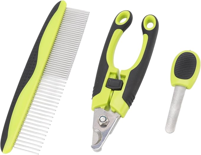 Gavigain Pet Grooming Kit, Stainless Steel Tools, Non Slip Handles, Portable, for Dogs, Cats, Rabbits, Ferrets, Birds, Home Grooming Supplies